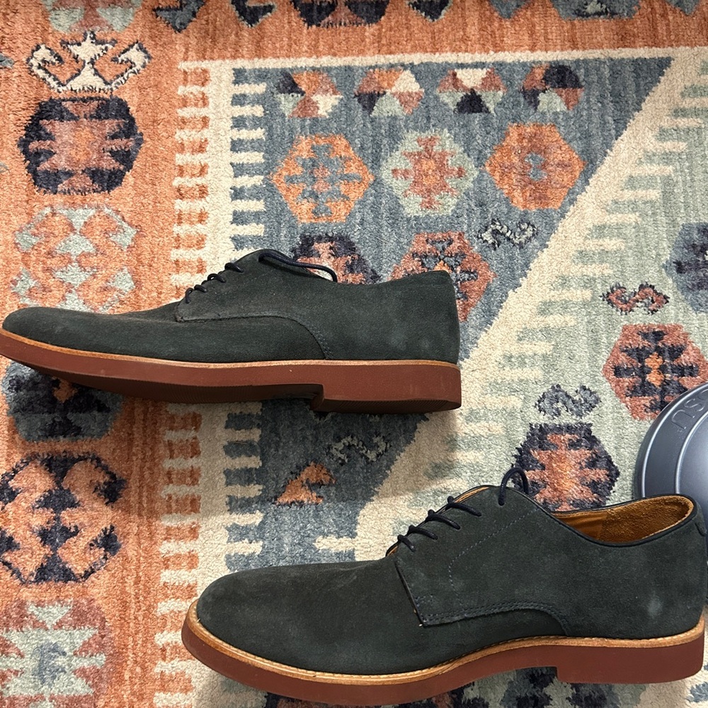 J. Crew Navy Suede Oxfords with Tan Sole